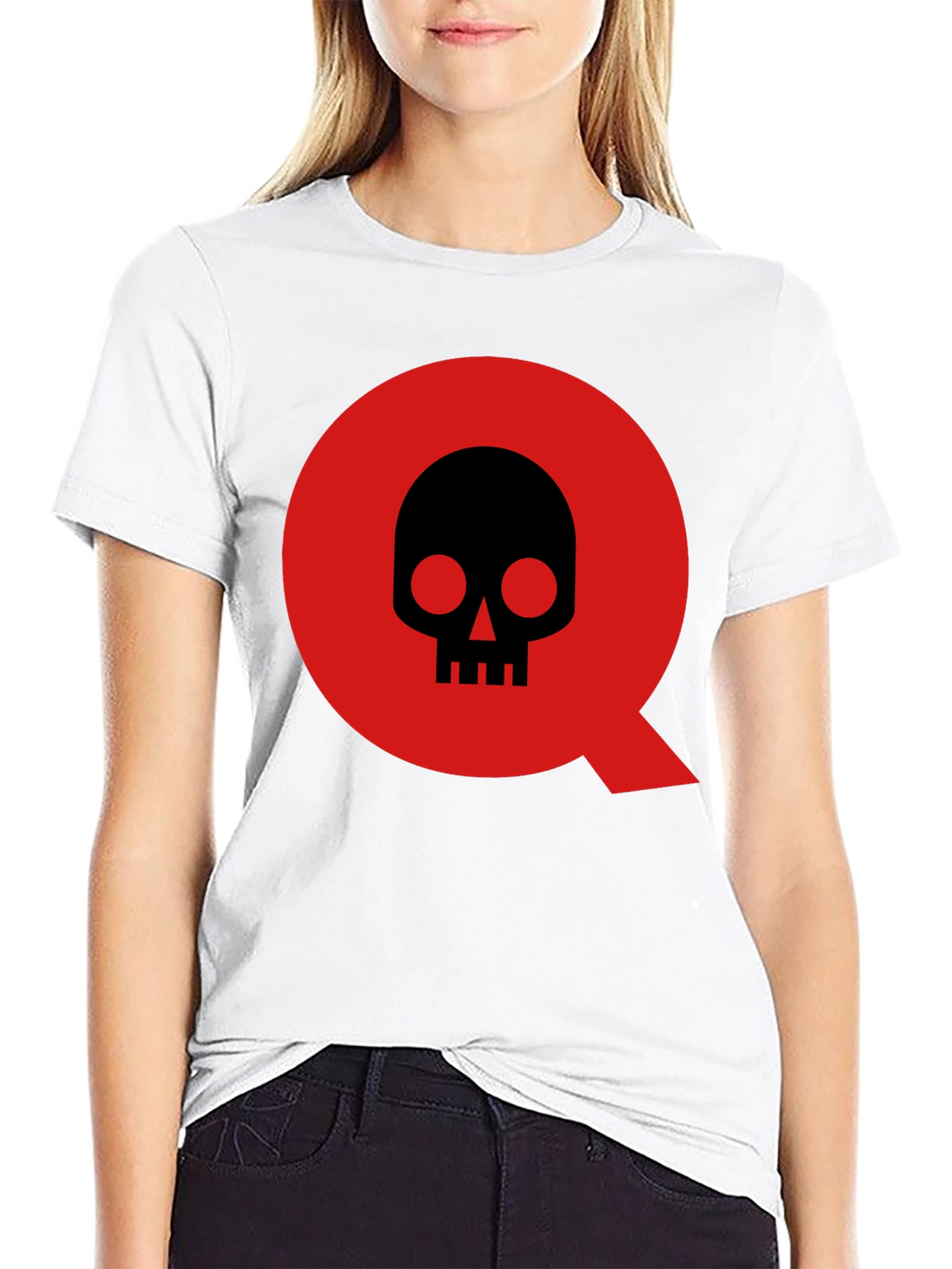 Skull in Q Logo Black T-Shirt