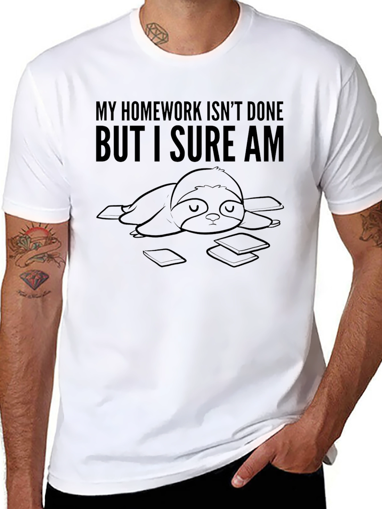 Homework Sloth T-Shirt - Funny Relaxed Tee