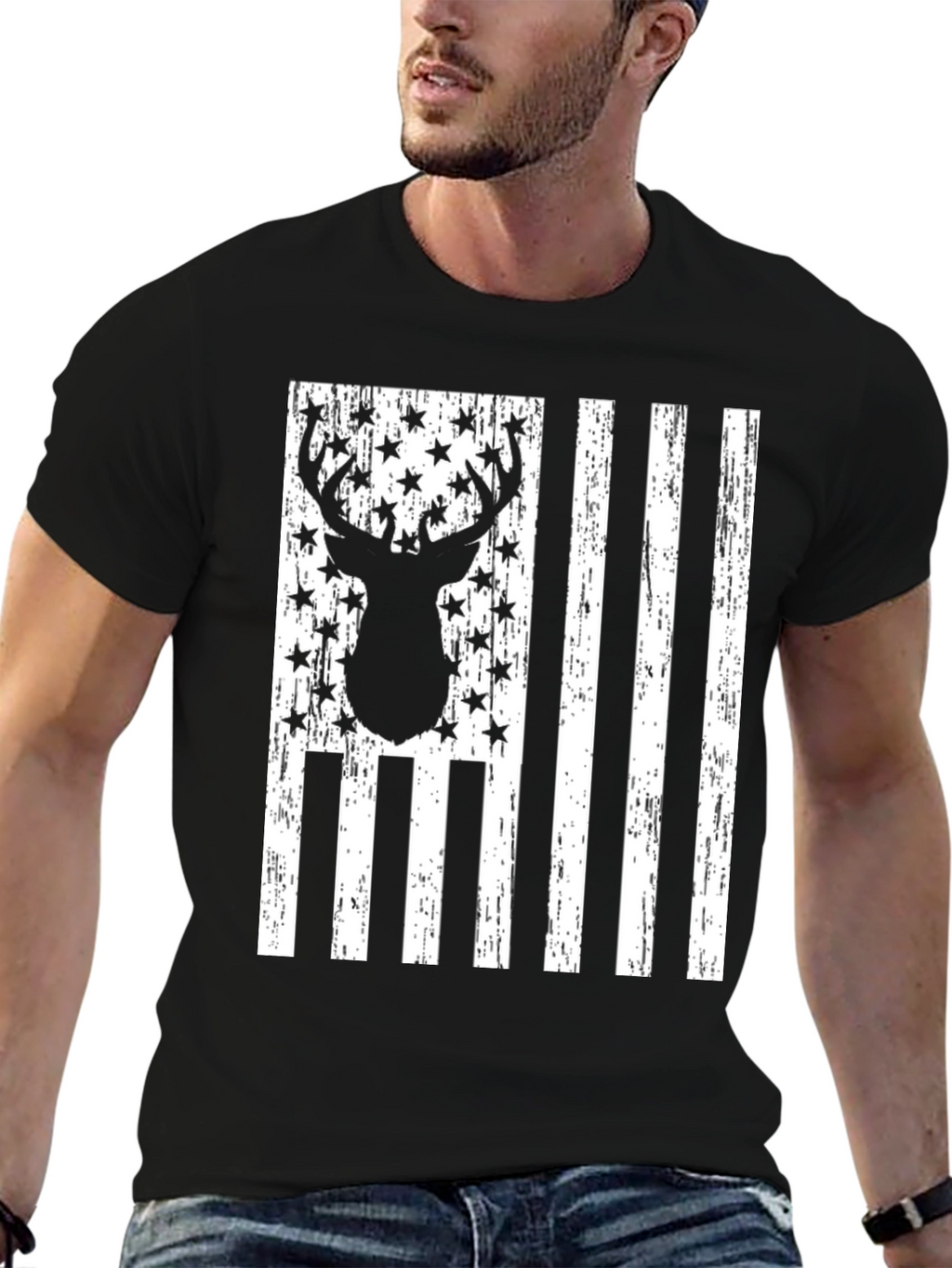 Deer American Flag Graphic Tee