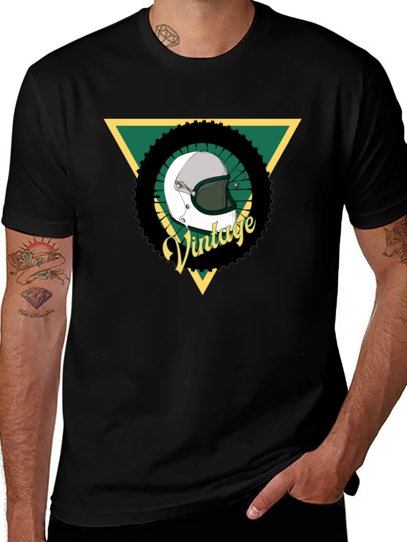 Vintage Motorcycle Helmet Graphic T-Shirt