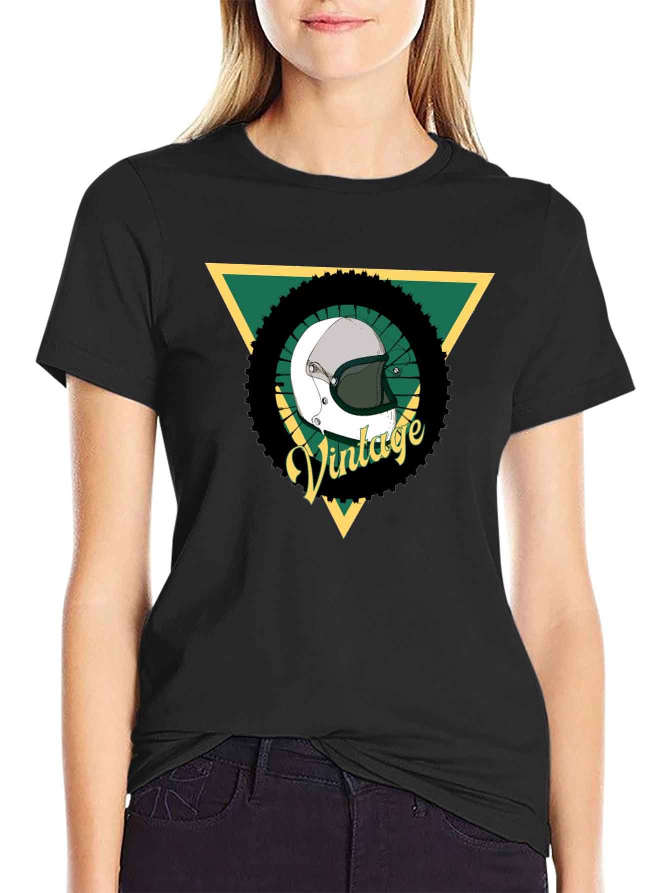 Vintage Motorcycle Helmet Graphic T-Shirt