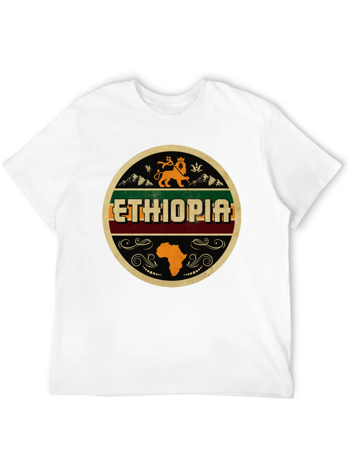 Ethiopia Lion Africa Map Black Graphic Tee