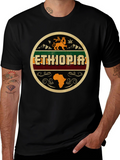Ethiopia Lion Africa Map Black Graphic Tee