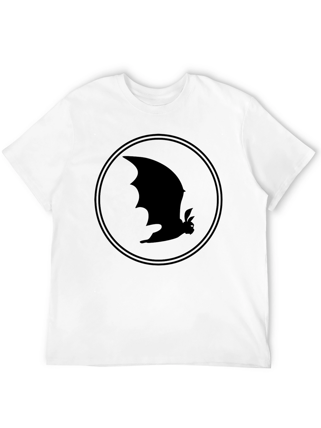 Bat Silhouette Graphic Tee - Black Cotton T-Shirt