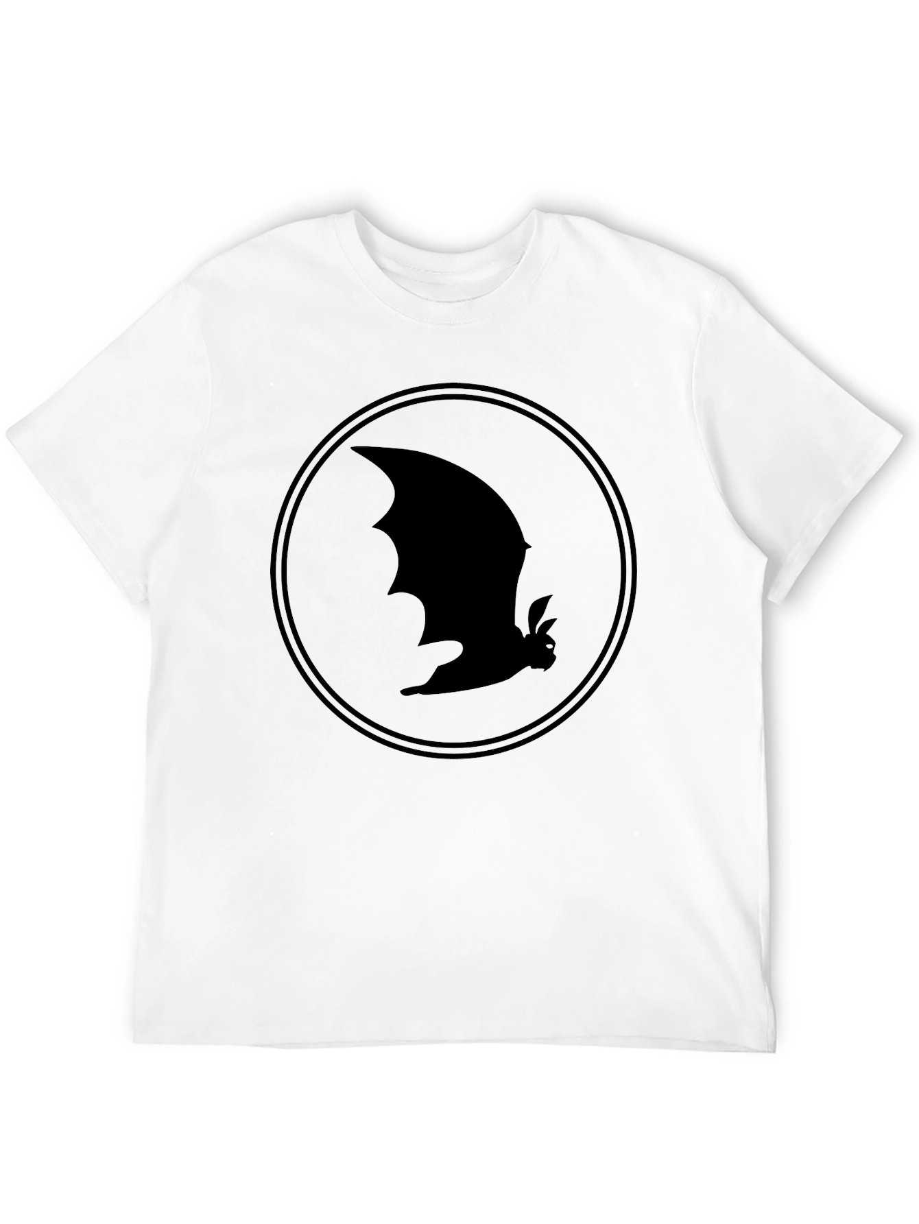 Bat Silhouette Graphic Tee - Black Cotton T-Shirt