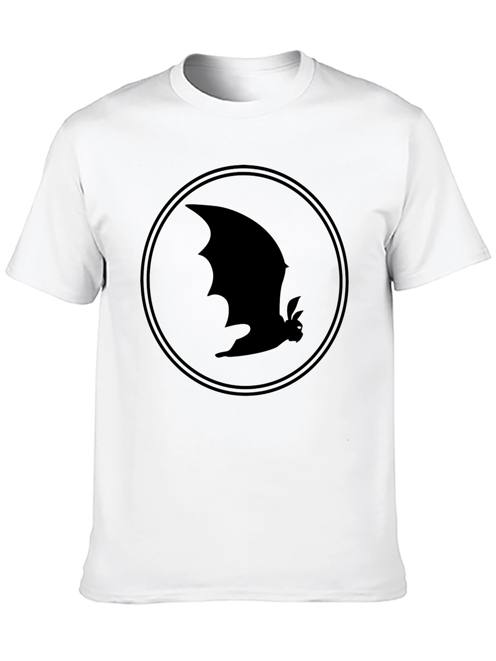 Bat Silhouette Graphic Tee - Black Cotton T-Shirt