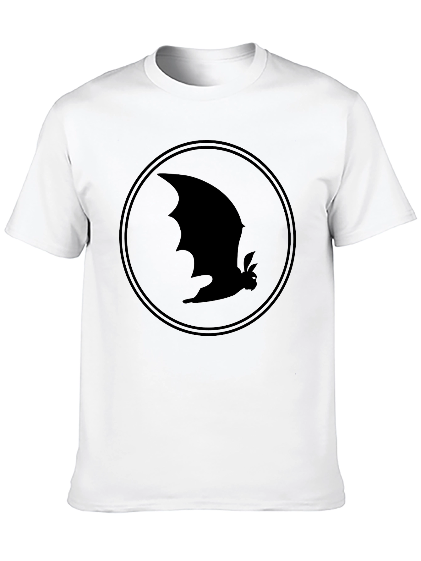 Bat Silhouette Graphic Tee - Black Cotton T-Shirt