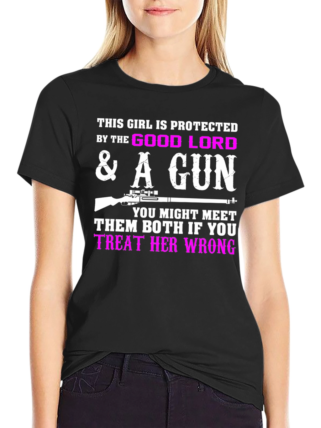 Protected by God & A Gun Graphic T-Shirt