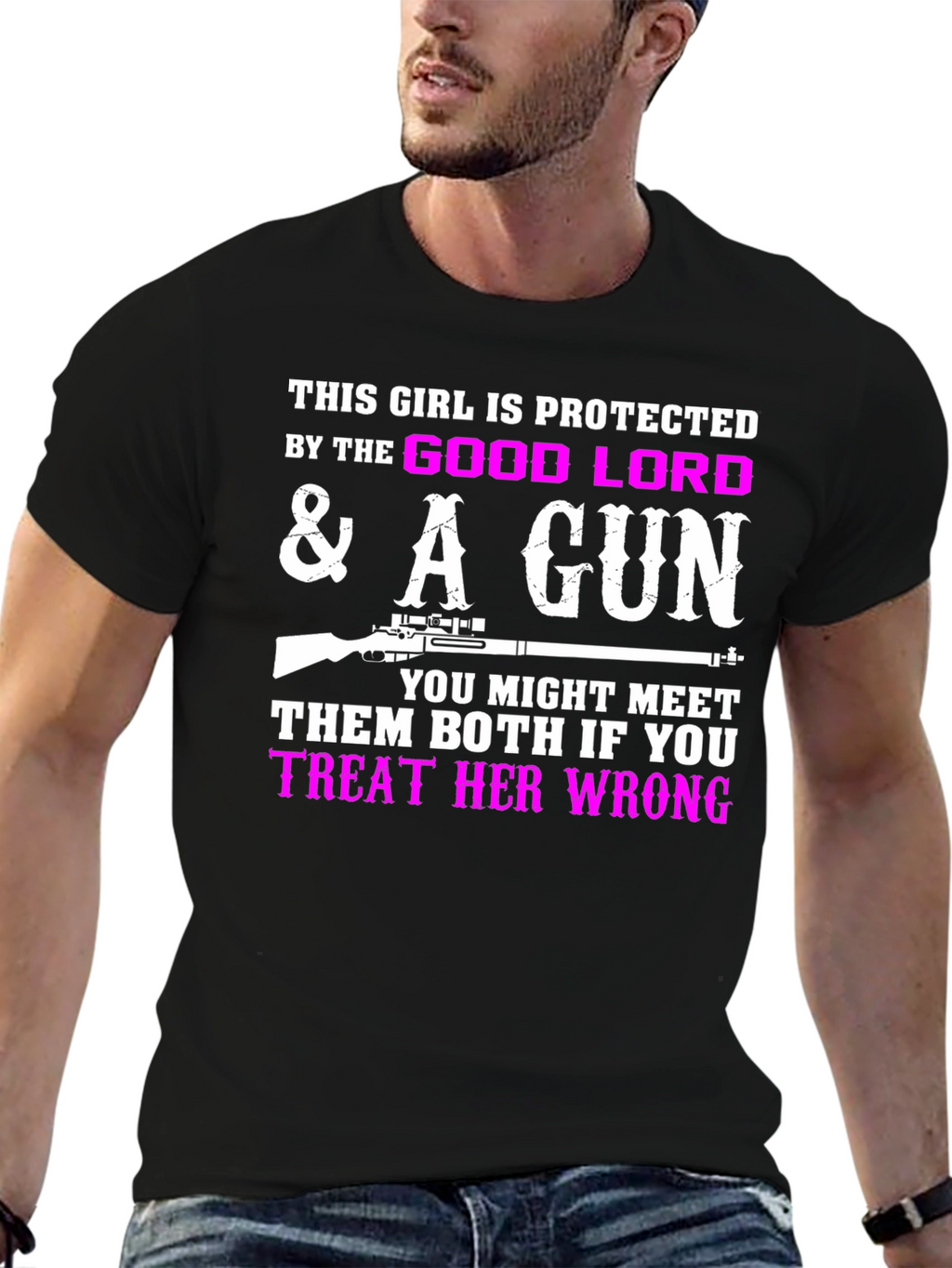 Protected by God & A Gun Graphic T-Shirt