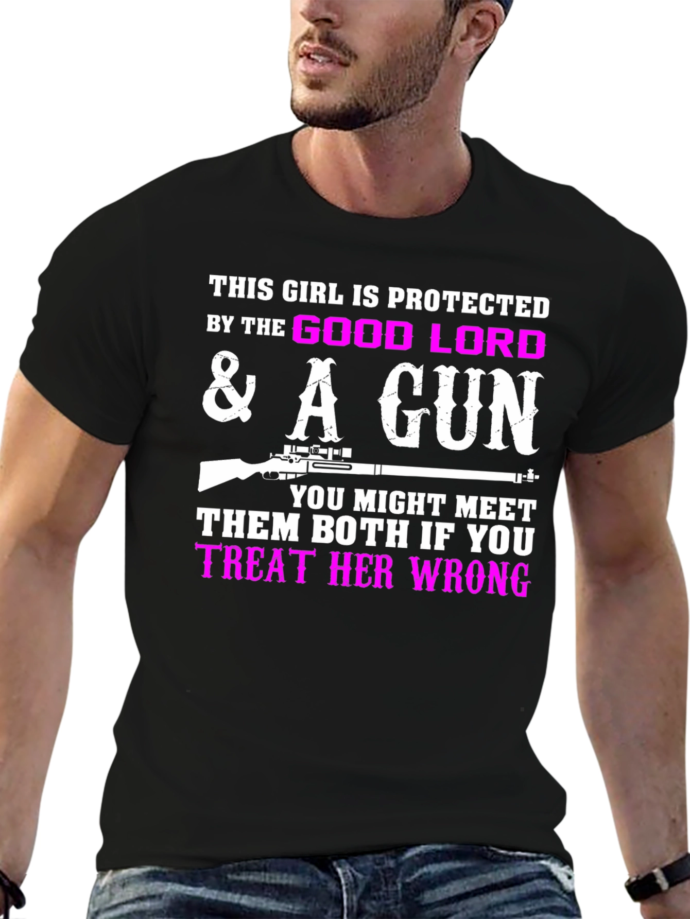 Protected by God & A Gun Graphic T-Shirt