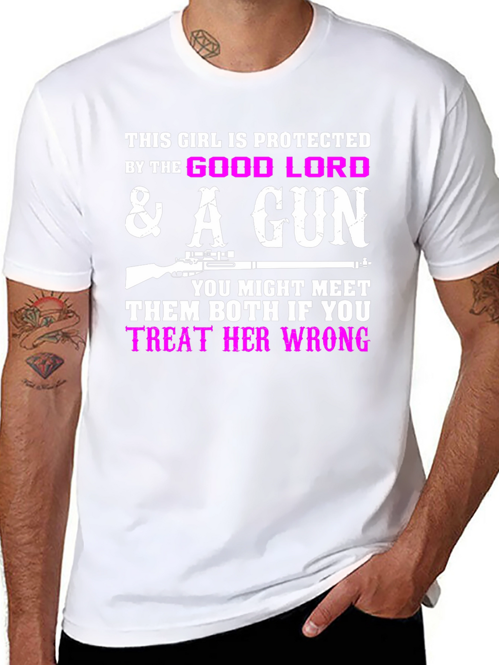Protected by God & A Gun Graphic T-Shirt