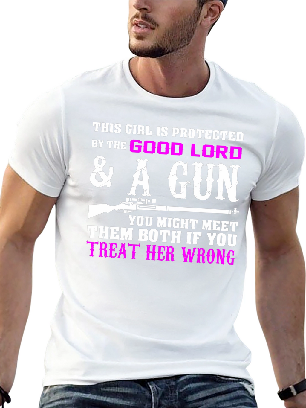 Protected by God & A Gun Graphic T-Shirt