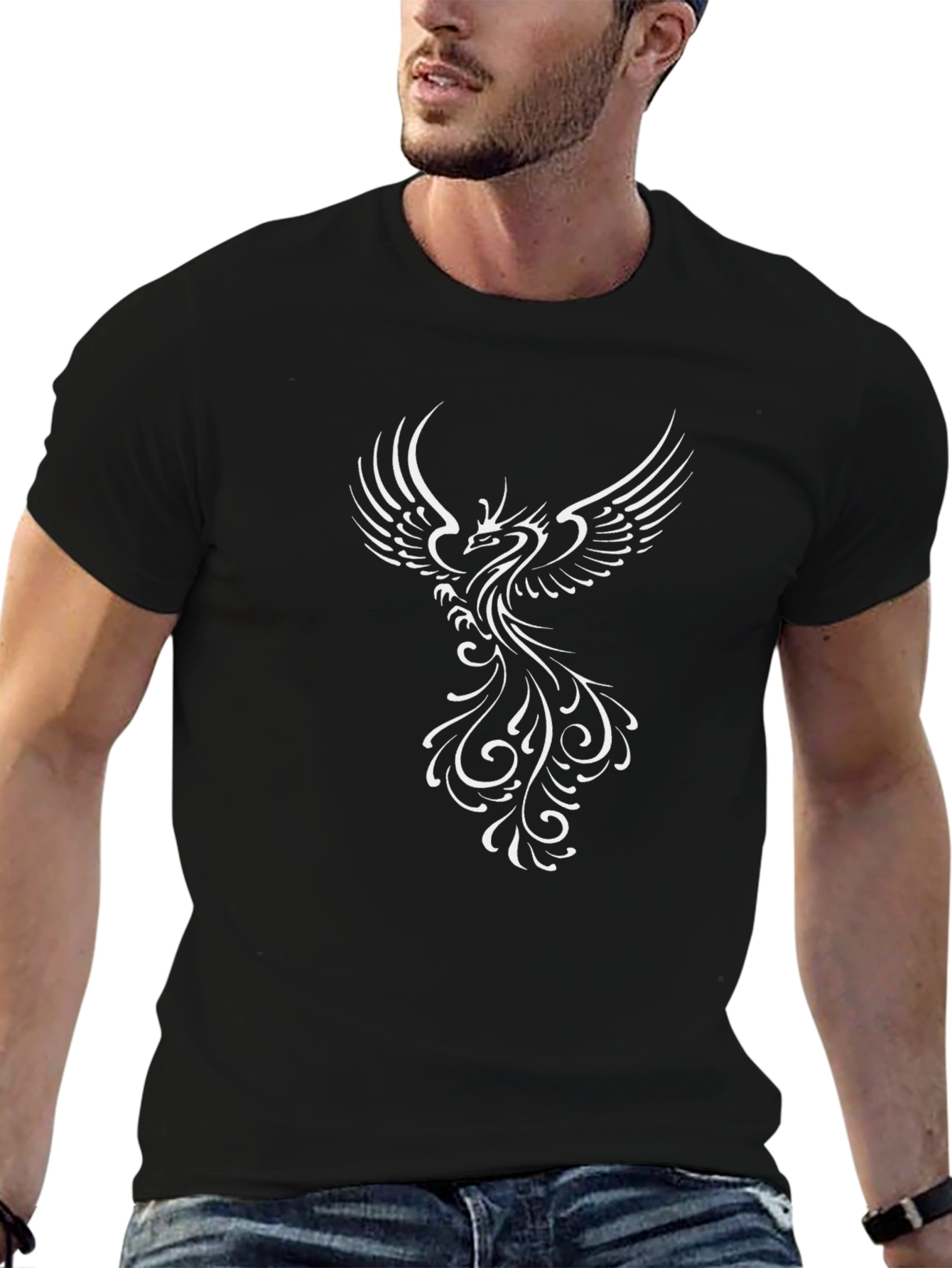 Phoenix Graphic Print Black T-Shirt