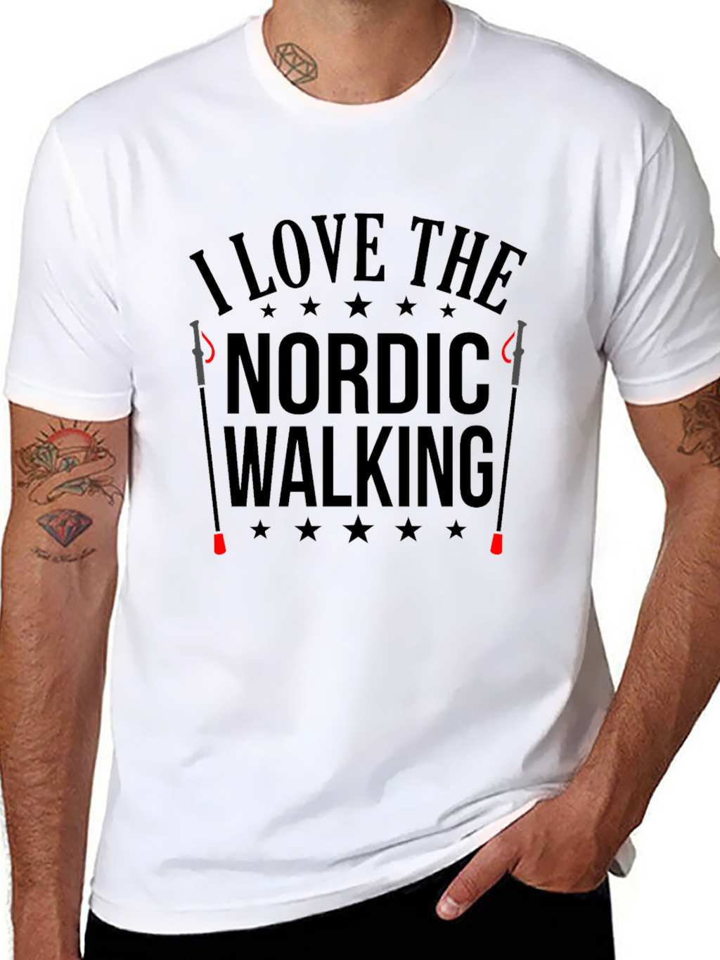 I Love Nordic Walking Black T-Shirt