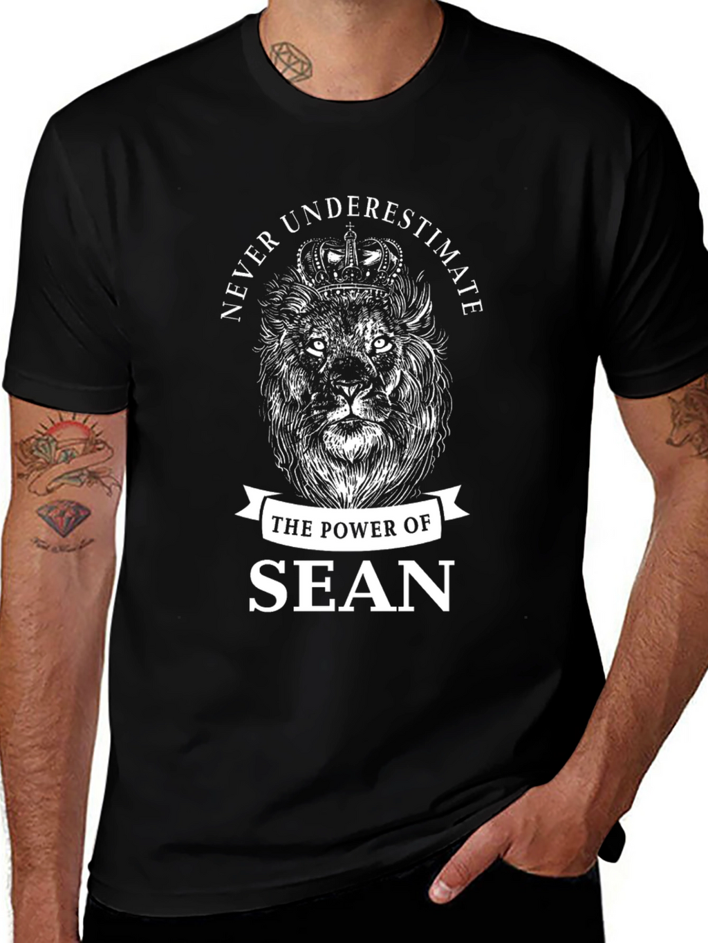 Sean Power Lion Black Graphic Tee