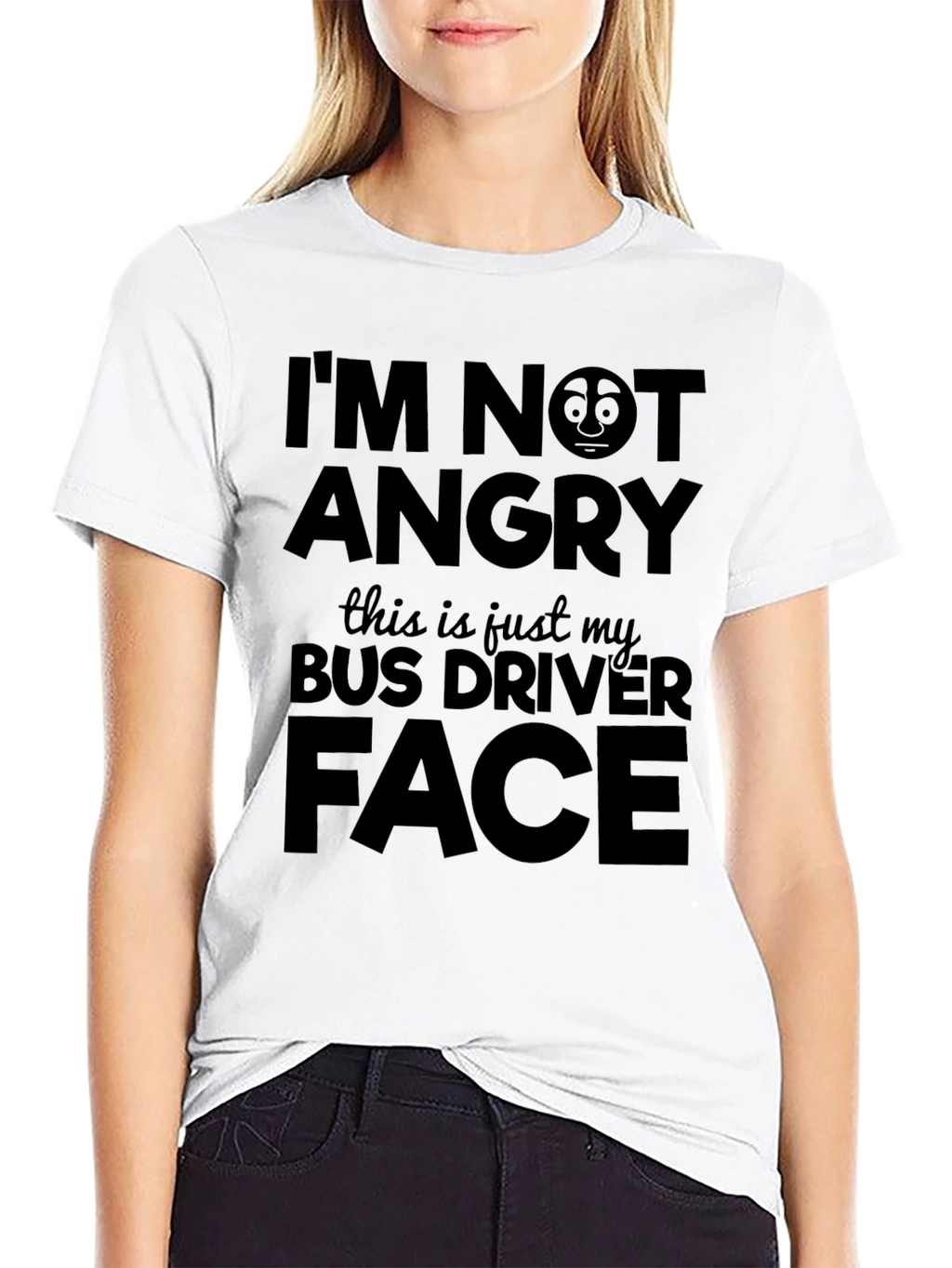 Funny Bus Driver Face T-Shirt - Black
