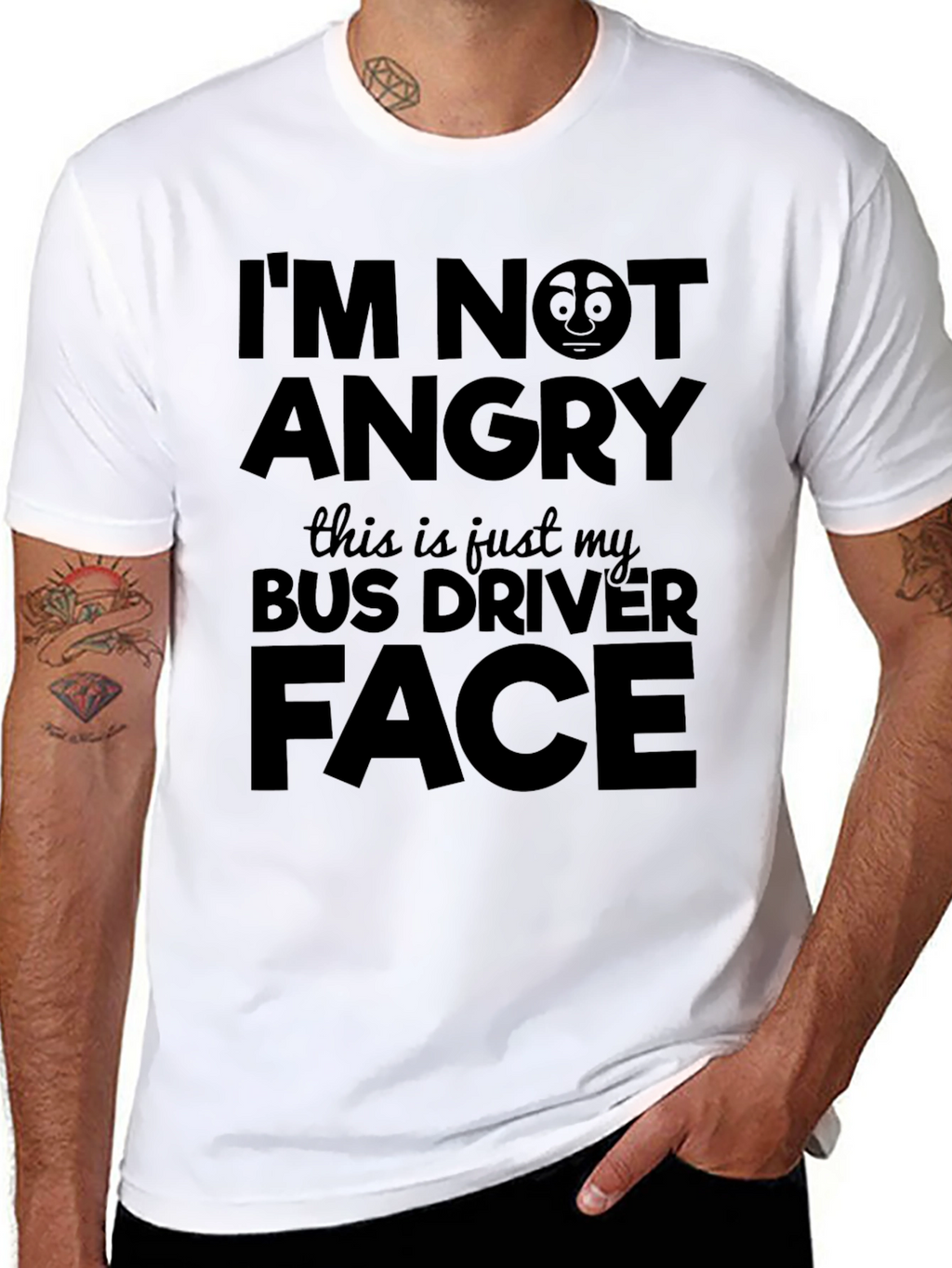 Funny Bus Driver Face T-Shirt - Black