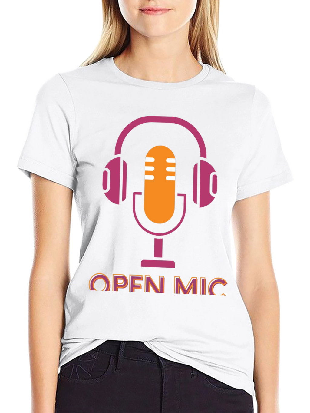 Open Mic T-Shirt - Podcast Microphone Headphone Graphic Tee
