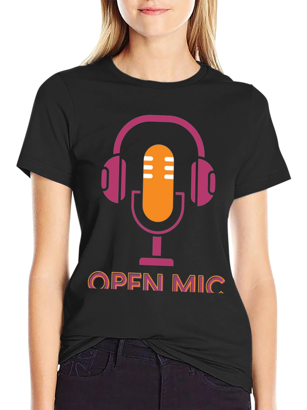 Open Mic T-Shirt - Podcast Microphone Headphone Graphic Tee