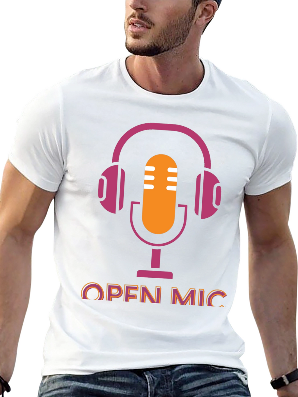 Open Mic T-Shirt - Podcast Microphone Headphone Graphic Tee