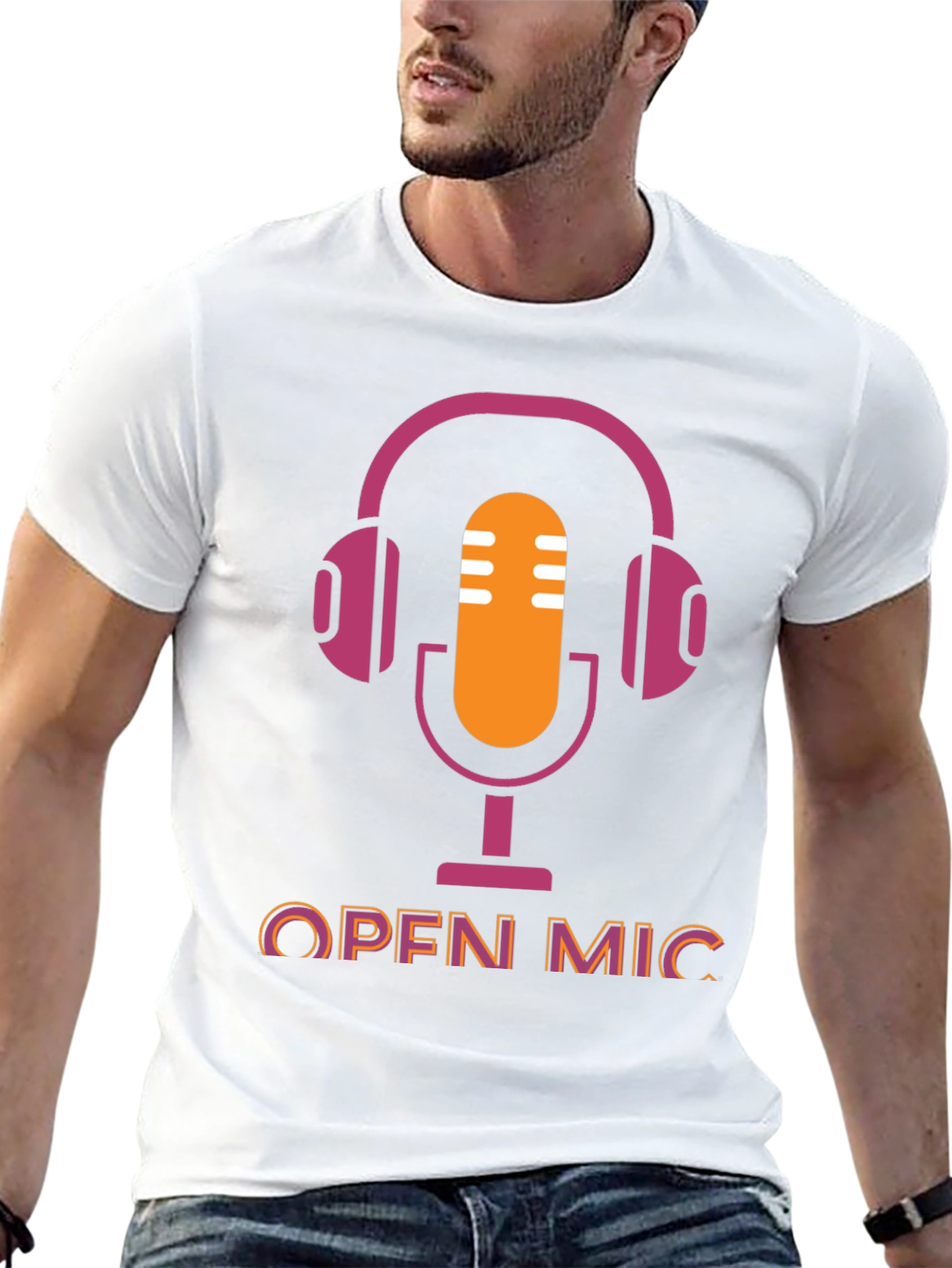 Open Mic T-Shirt - Podcast Microphone Headphone Graphic Tee