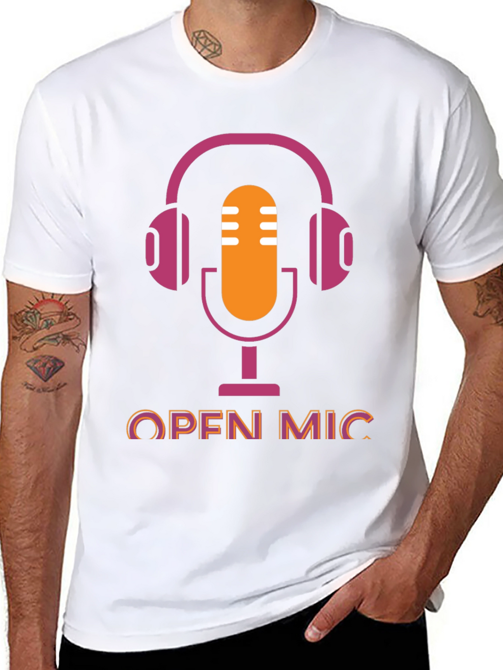 Open Mic T-Shirt - Podcast Microphone Headphone Graphic Tee