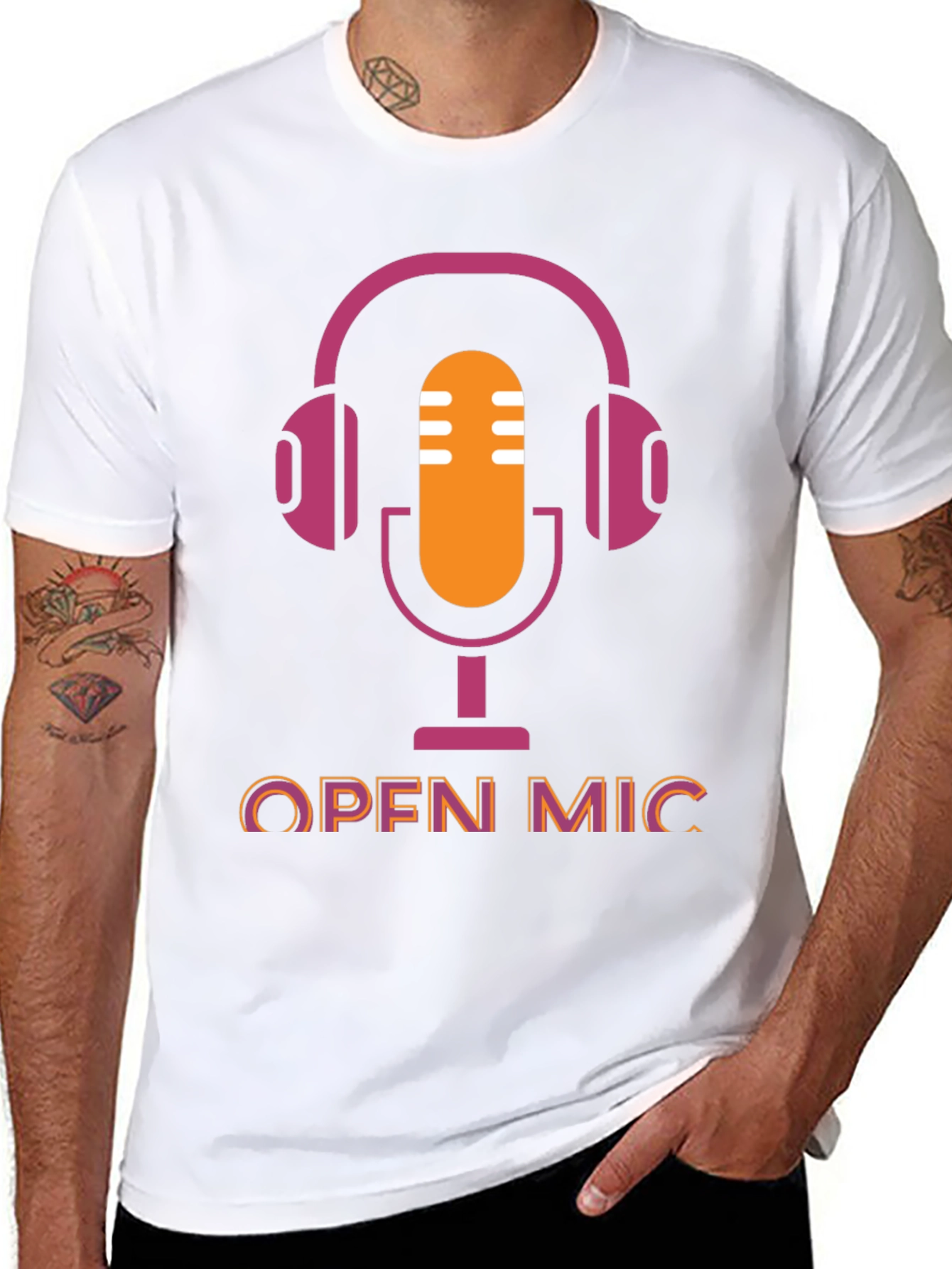Open Mic T-Shirt - Podcast Microphone Headphone Graphic Tee
