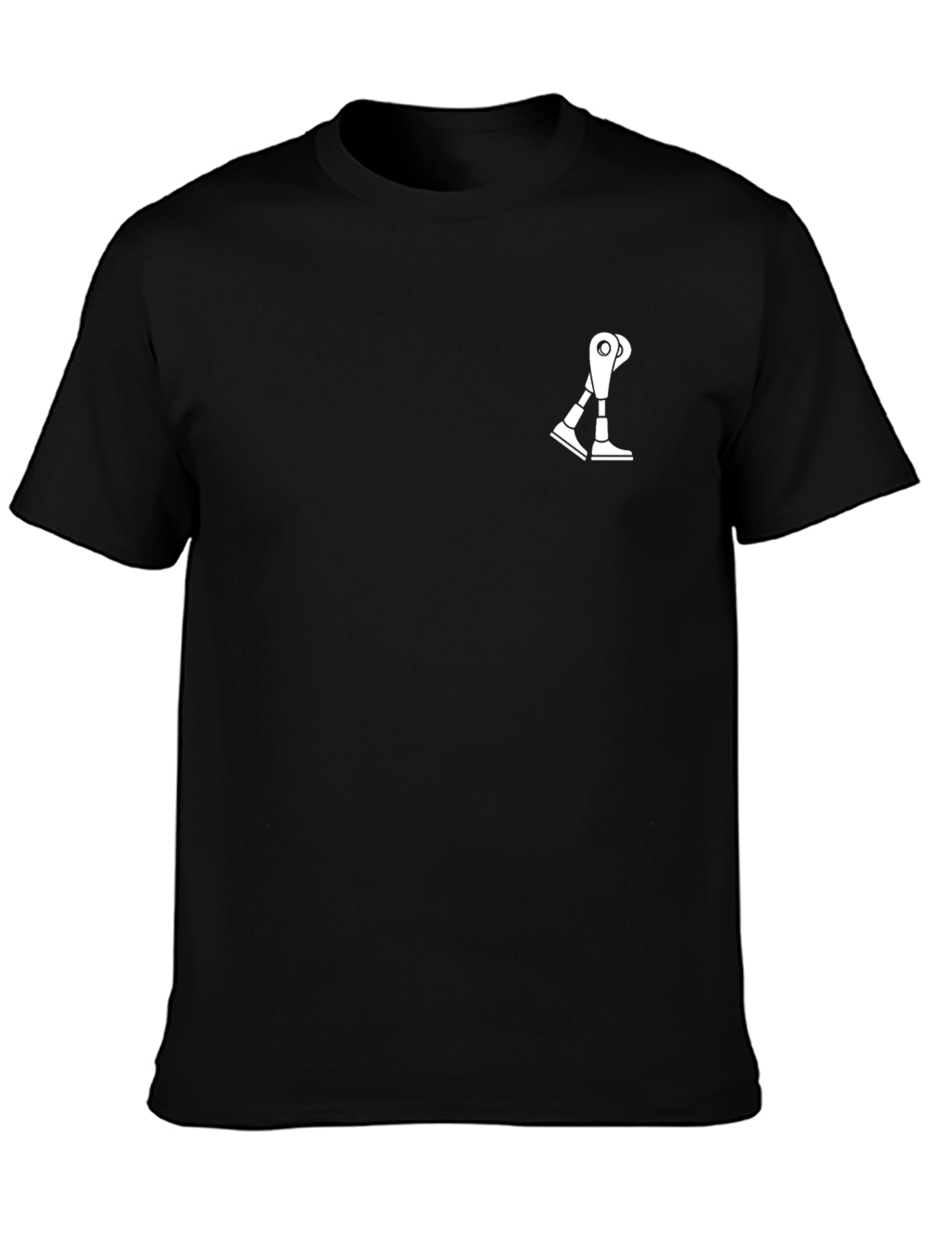 Modern Black Tee with Robotic Leg Graphic