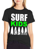Surf Kids Graphic Tee - Black Cotton Surfboard Design