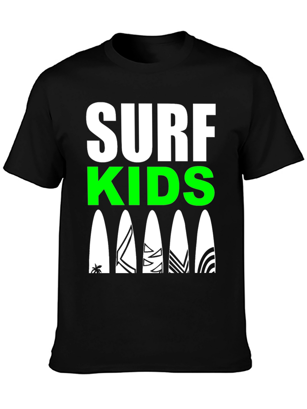Surf Kids Graphic Tee - Black Cotton Surfboard Design