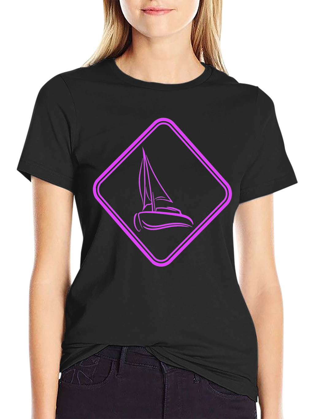 Sailboat Graphic Tee - Modern Black Shirt