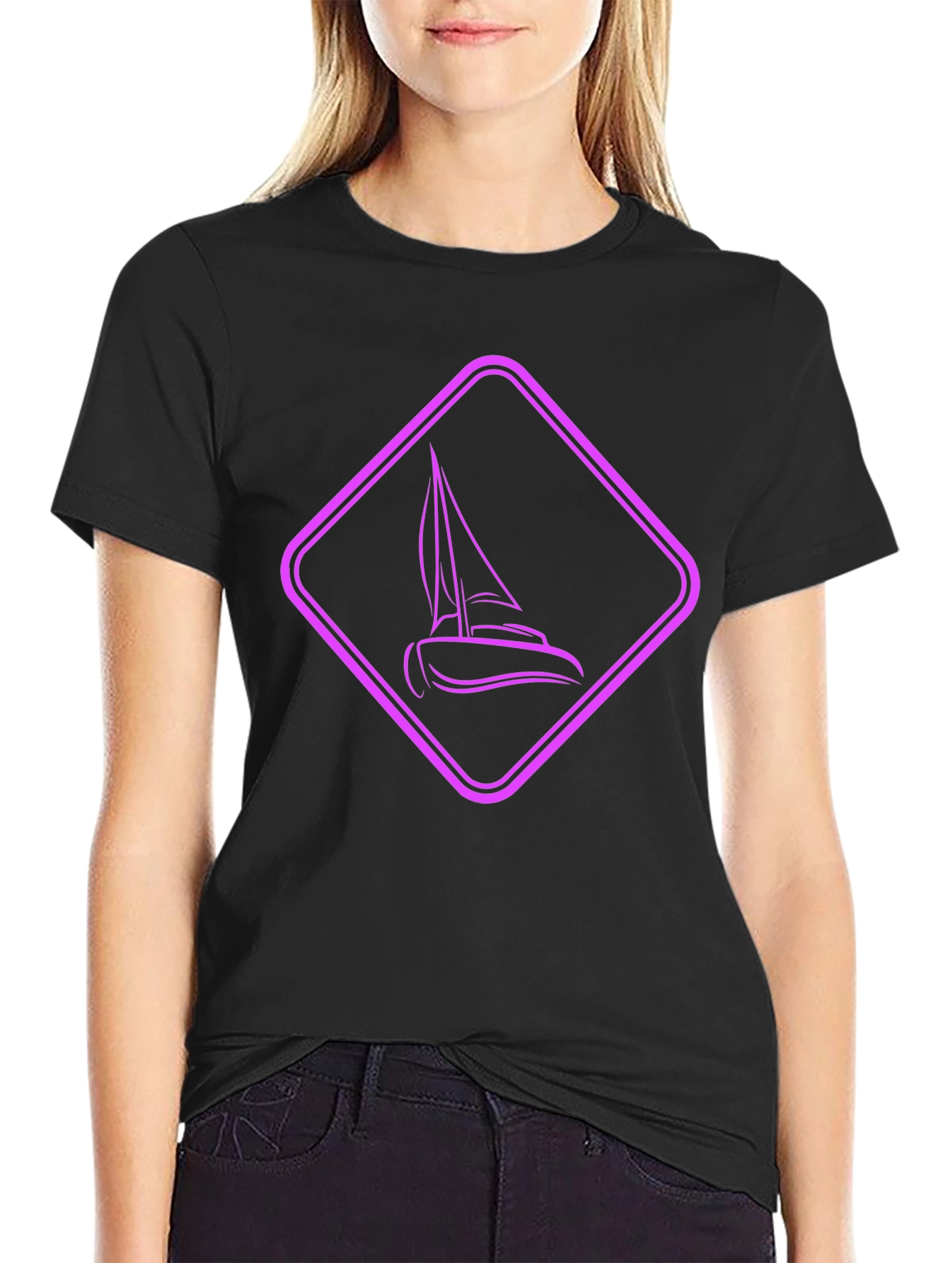 Sailboat Graphic Tee - Modern Black Shirt