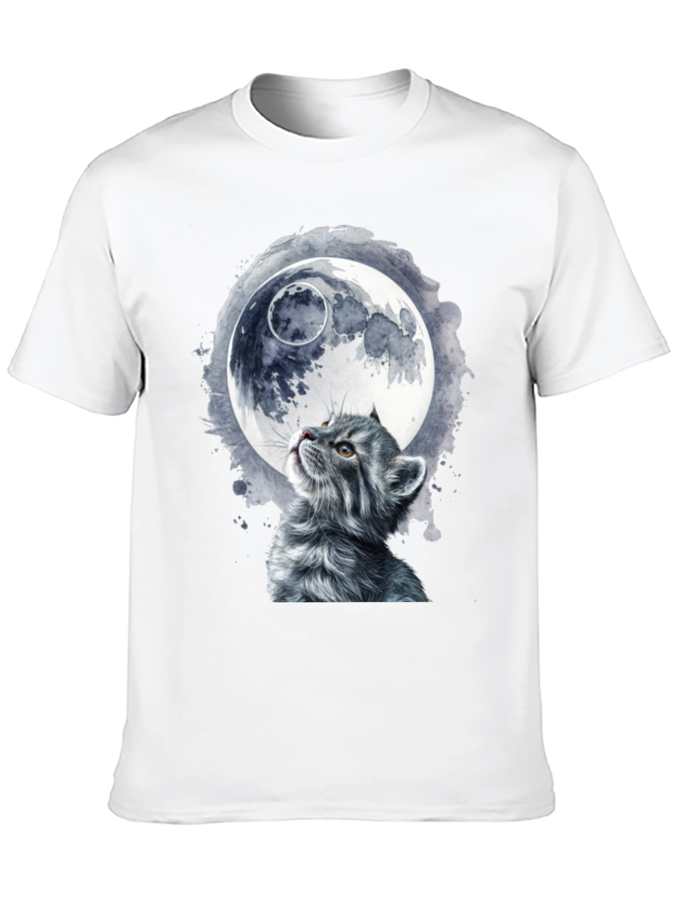 Cat & Moon Graphic T-Shirt - Unique Black Tee