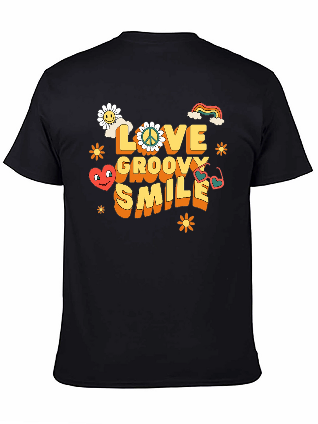 Groovy Love Smile Black T-Shirt