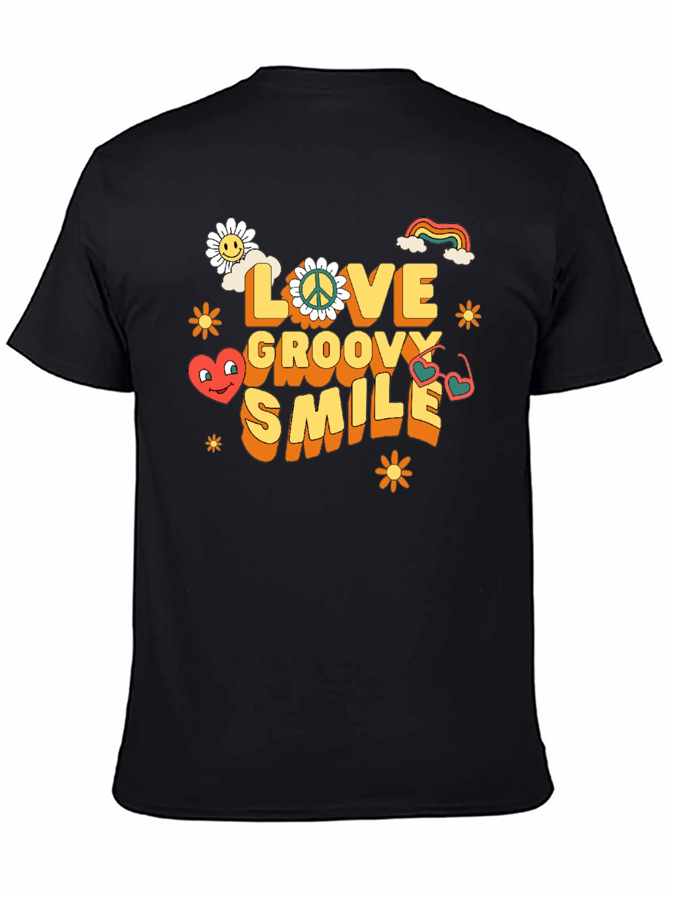 Groovy Love Smile Black T-Shirt