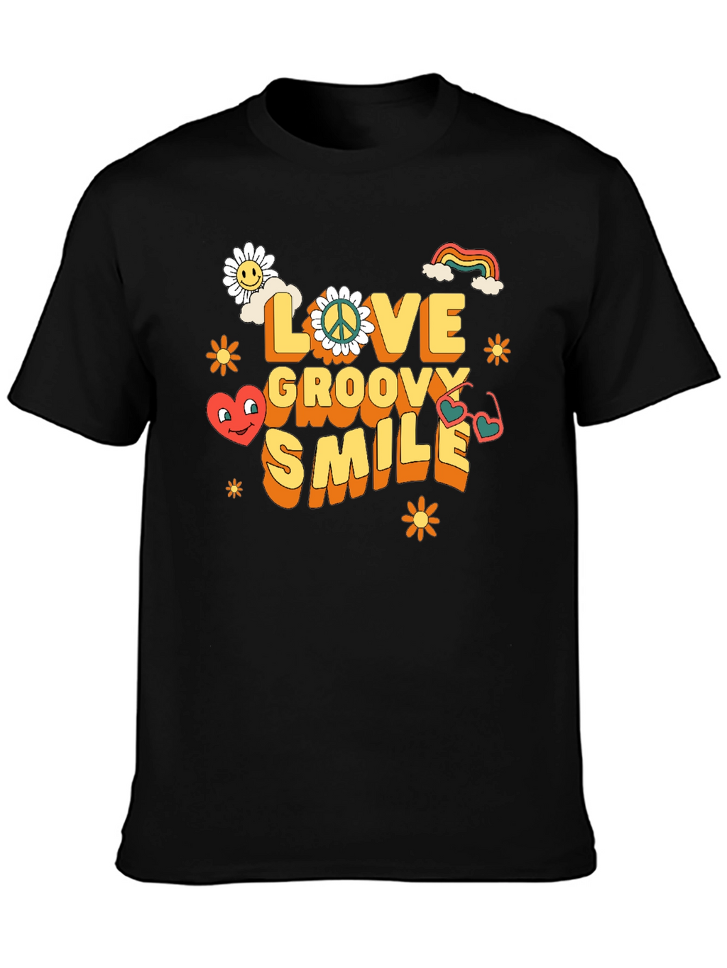 Groovy Love Smile Black T-Shirt