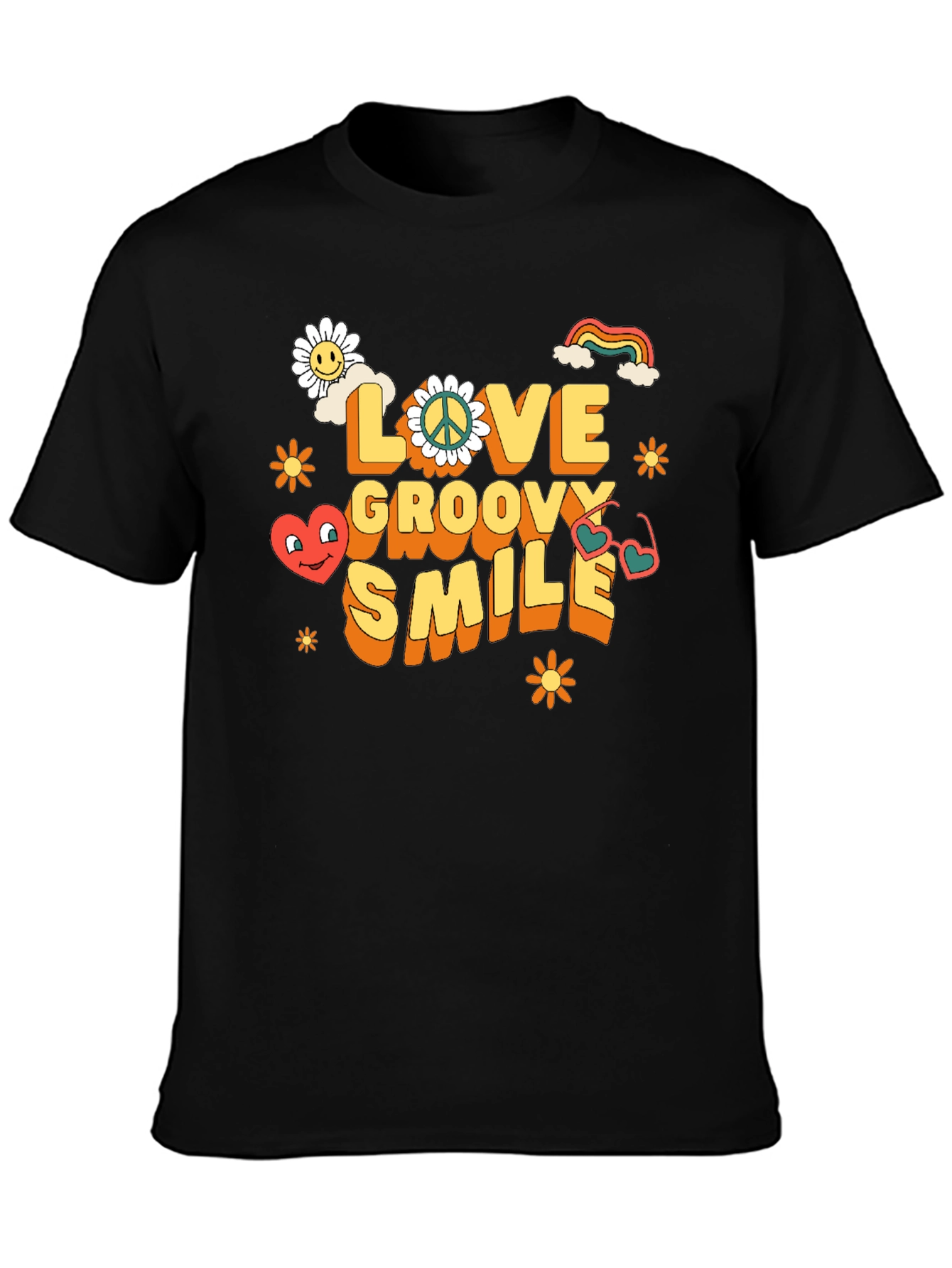 Groovy Love Smile Black T-Shirt