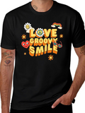 Groovy Love Smile Black T-Shirt