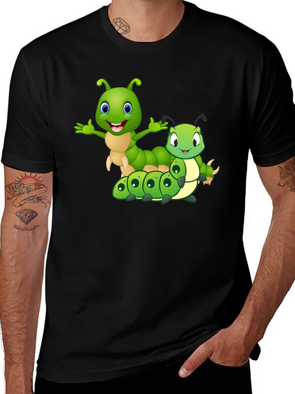 Cartoon Caterpillar Graphic T-Shirt