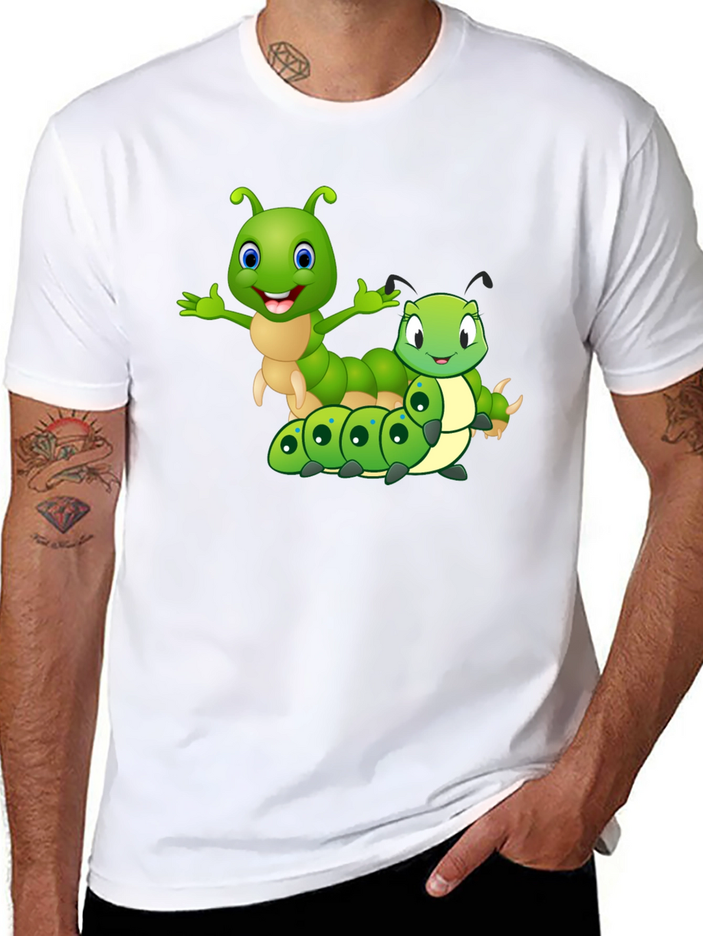 Cartoon Caterpillar Graphic T-Shirt