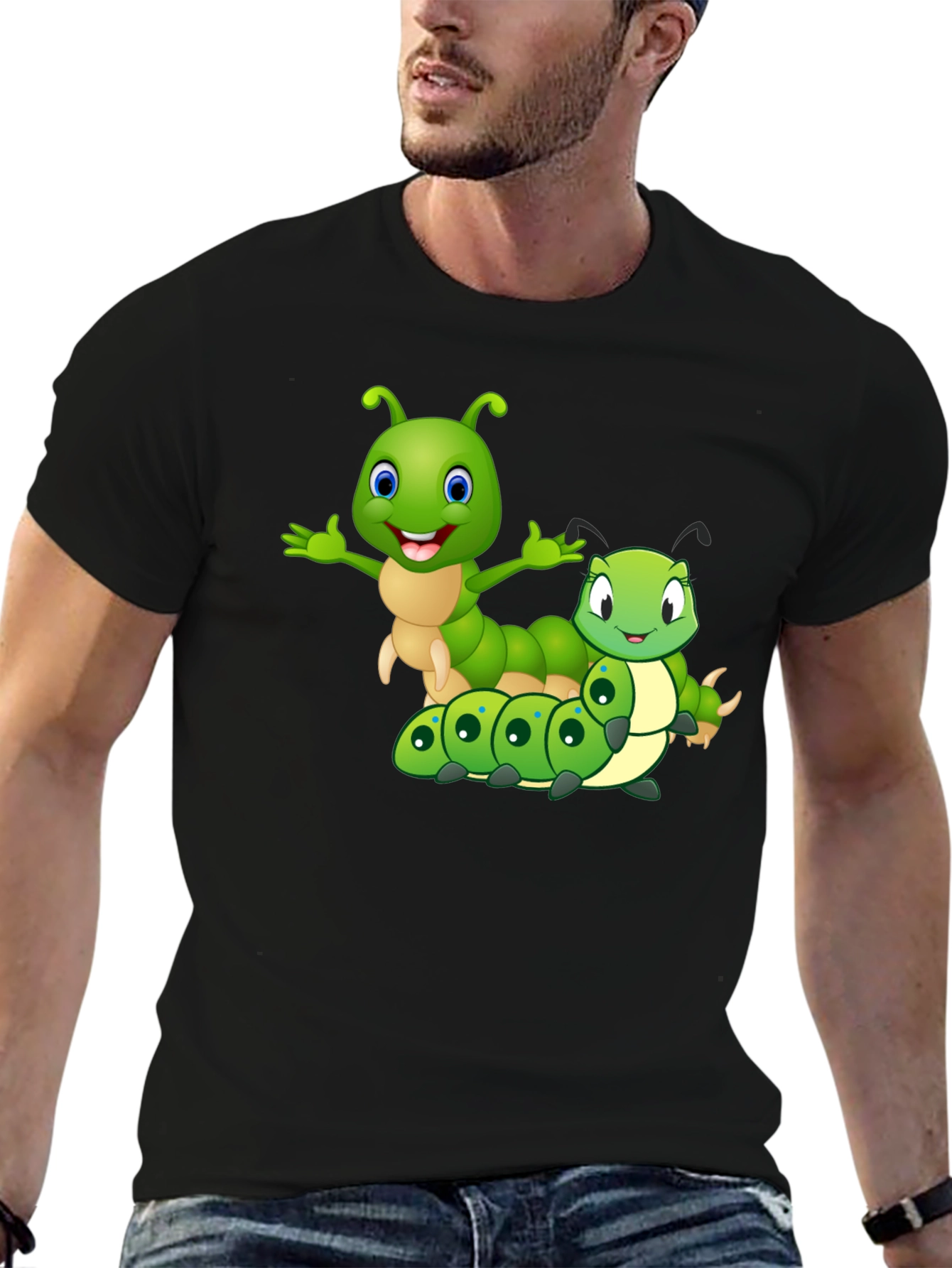 Cartoon Caterpillar Graphic T-Shirt