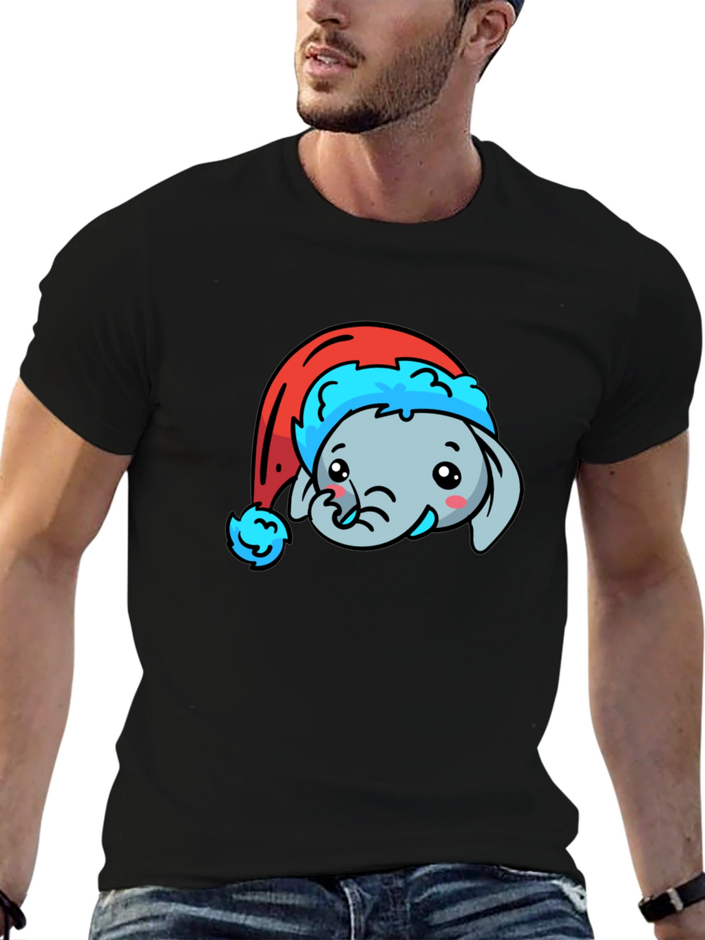 Elephant Santa Hat Graphic Tee