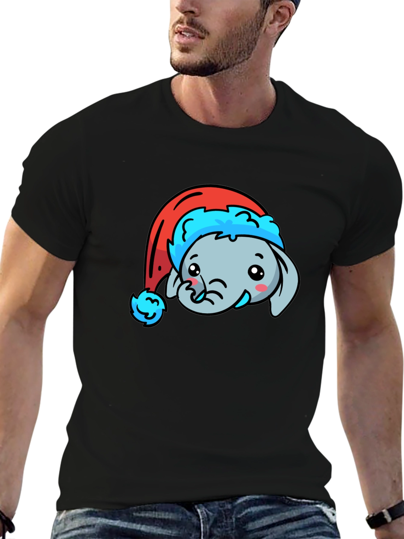 Elephant Santa Hat Graphic Tee