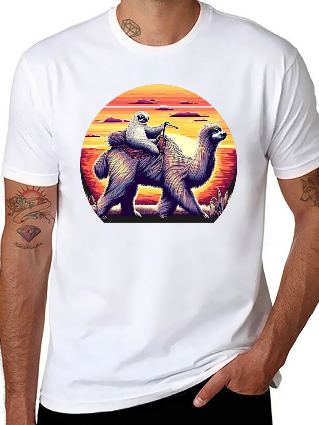 Sloth Riding Llama Graphic Tee
