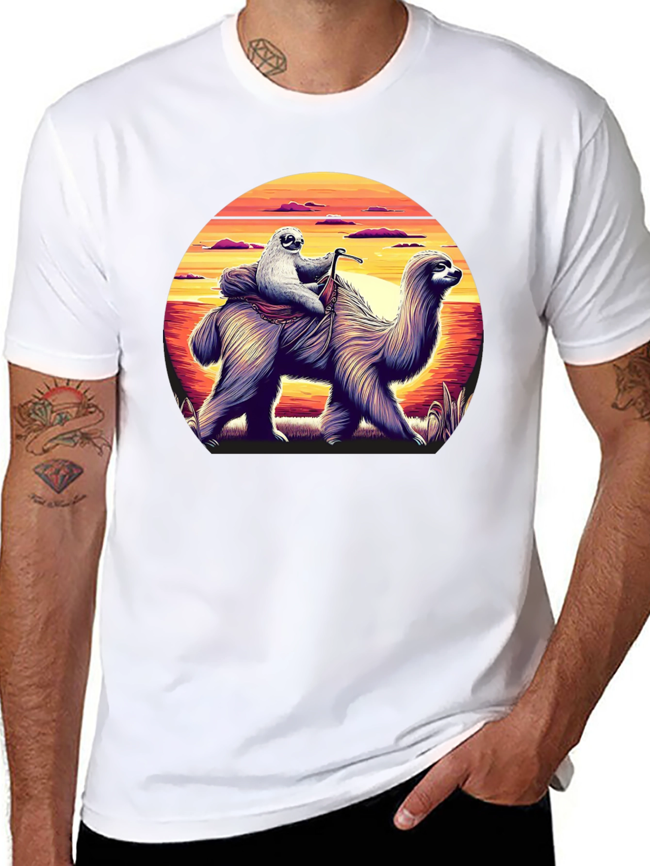 Sloth Riding Llama Graphic Tee