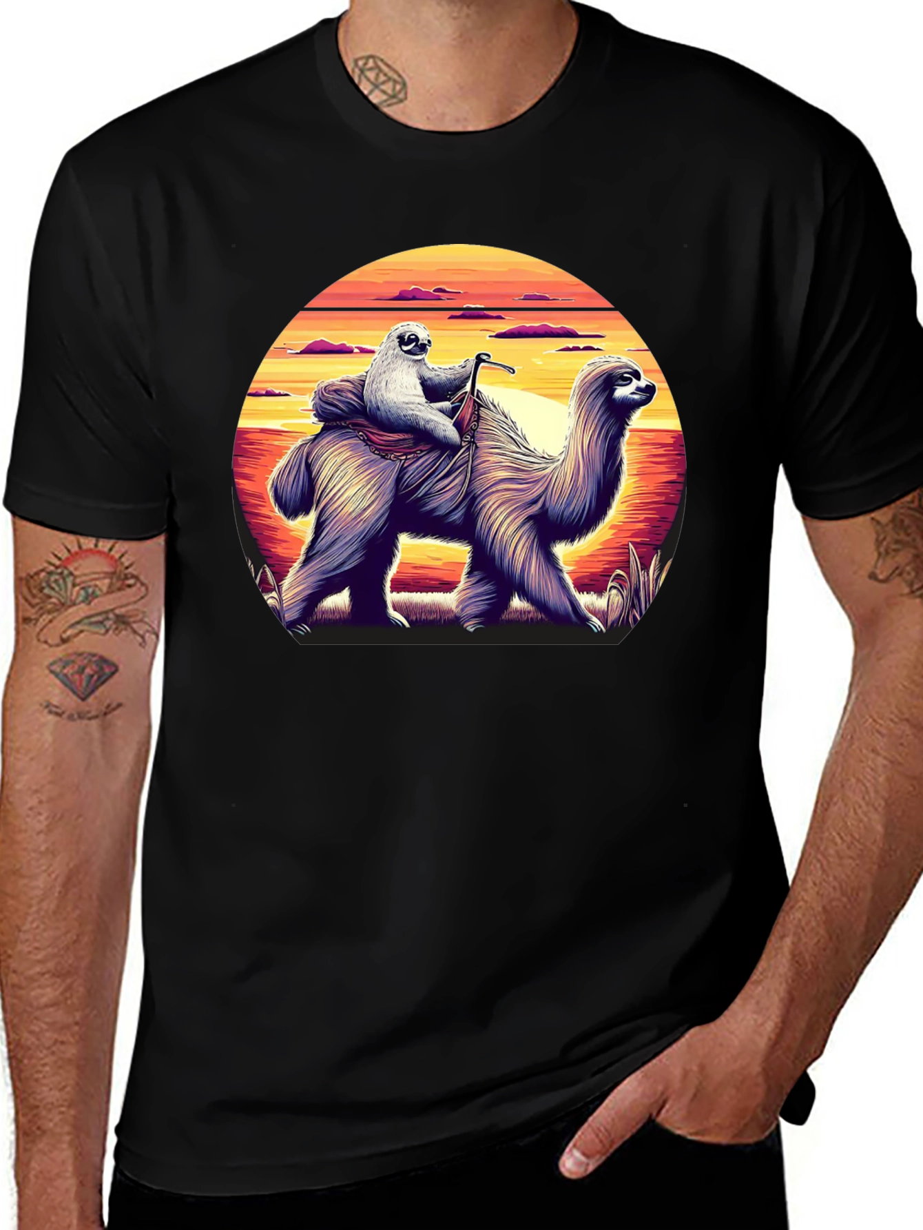 Sloth Riding Llama Graphic Tee