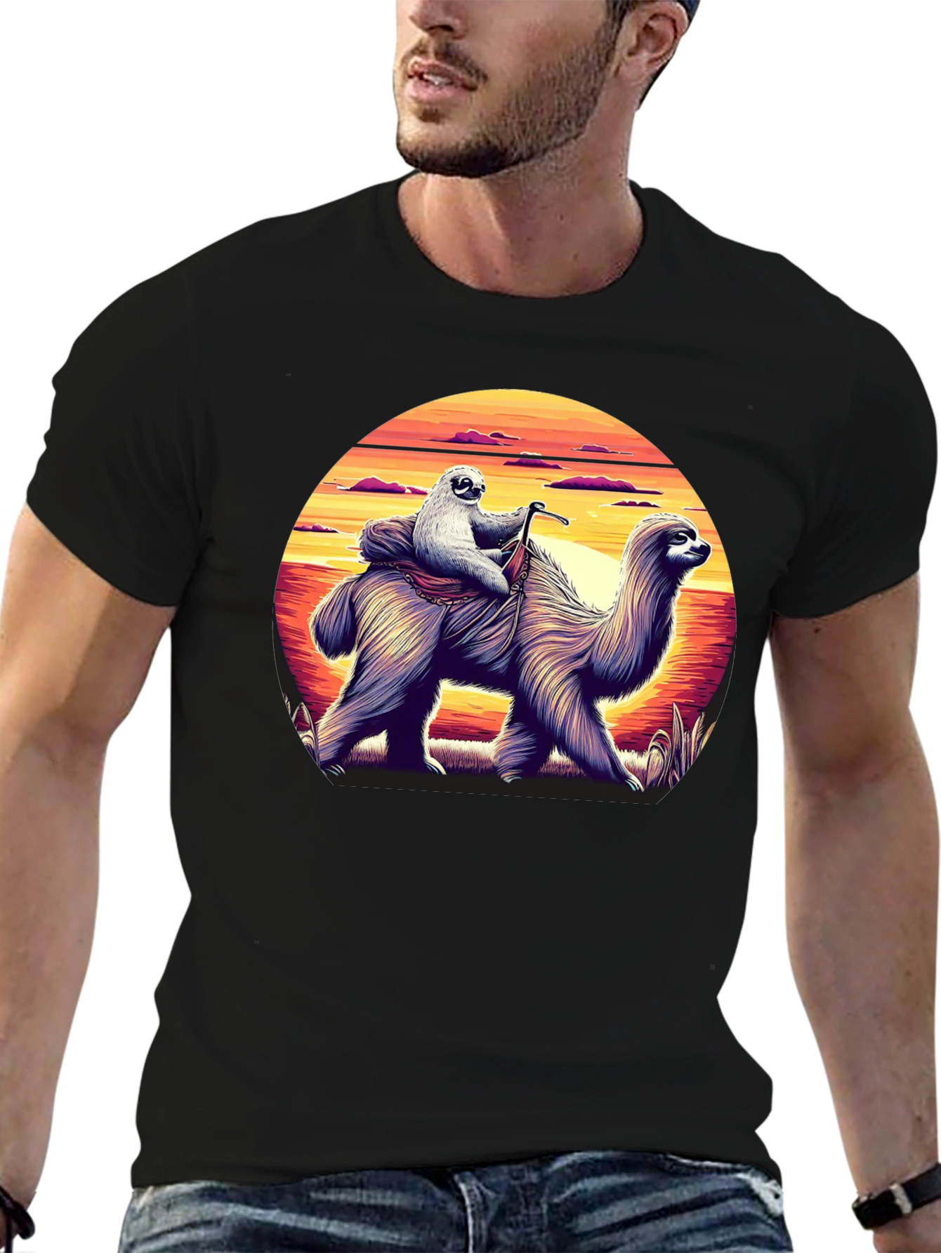 Sloth Riding Llama Graphic Tee