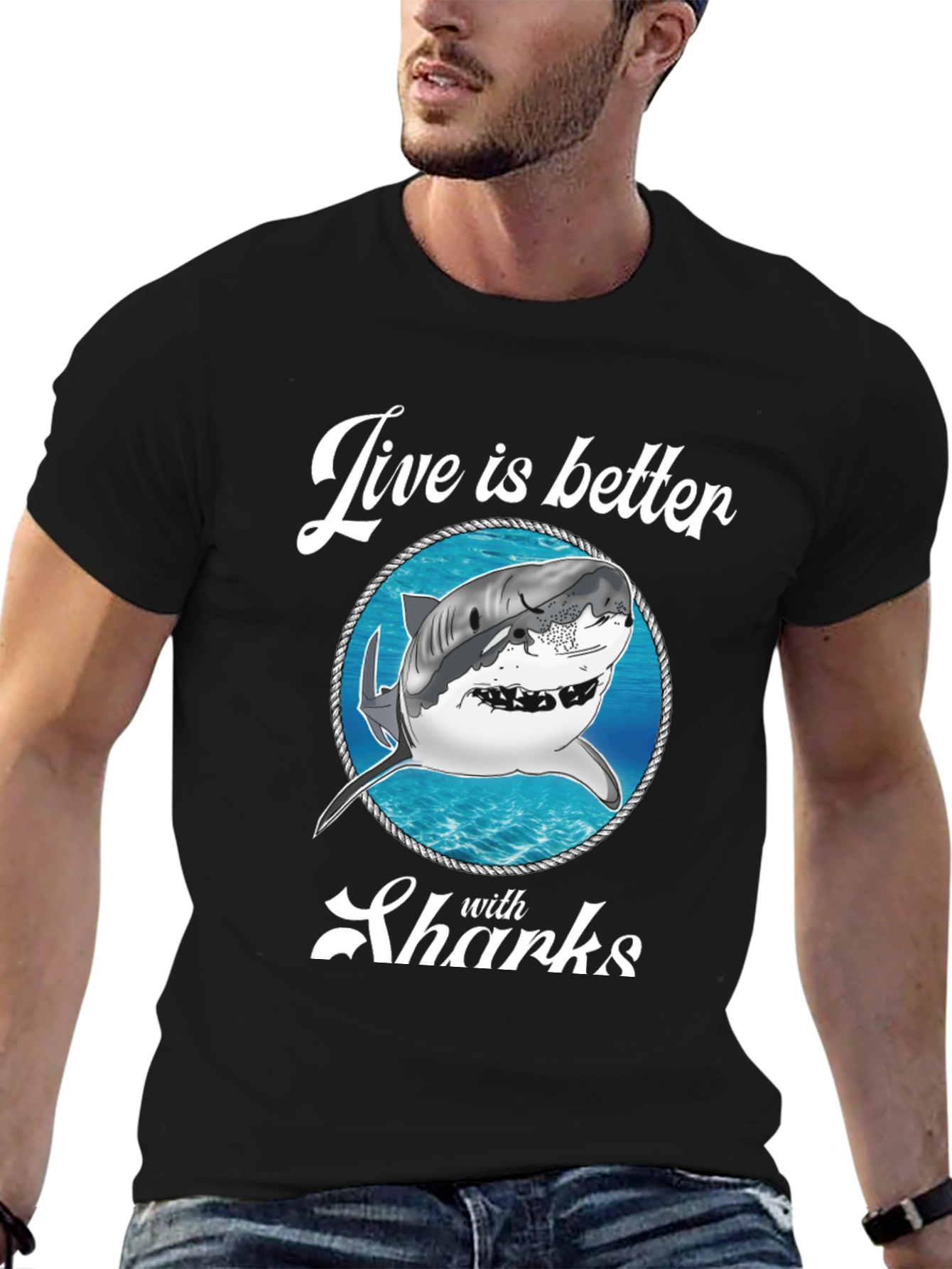 Live is Better with Sharks Graphic Tee