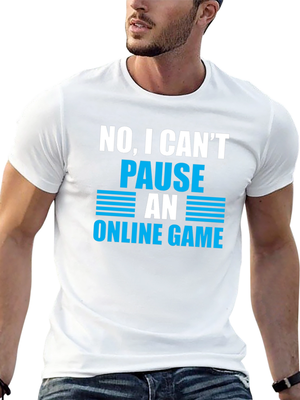 Gamer Humor T-Shirt - Cant Pause Online Game