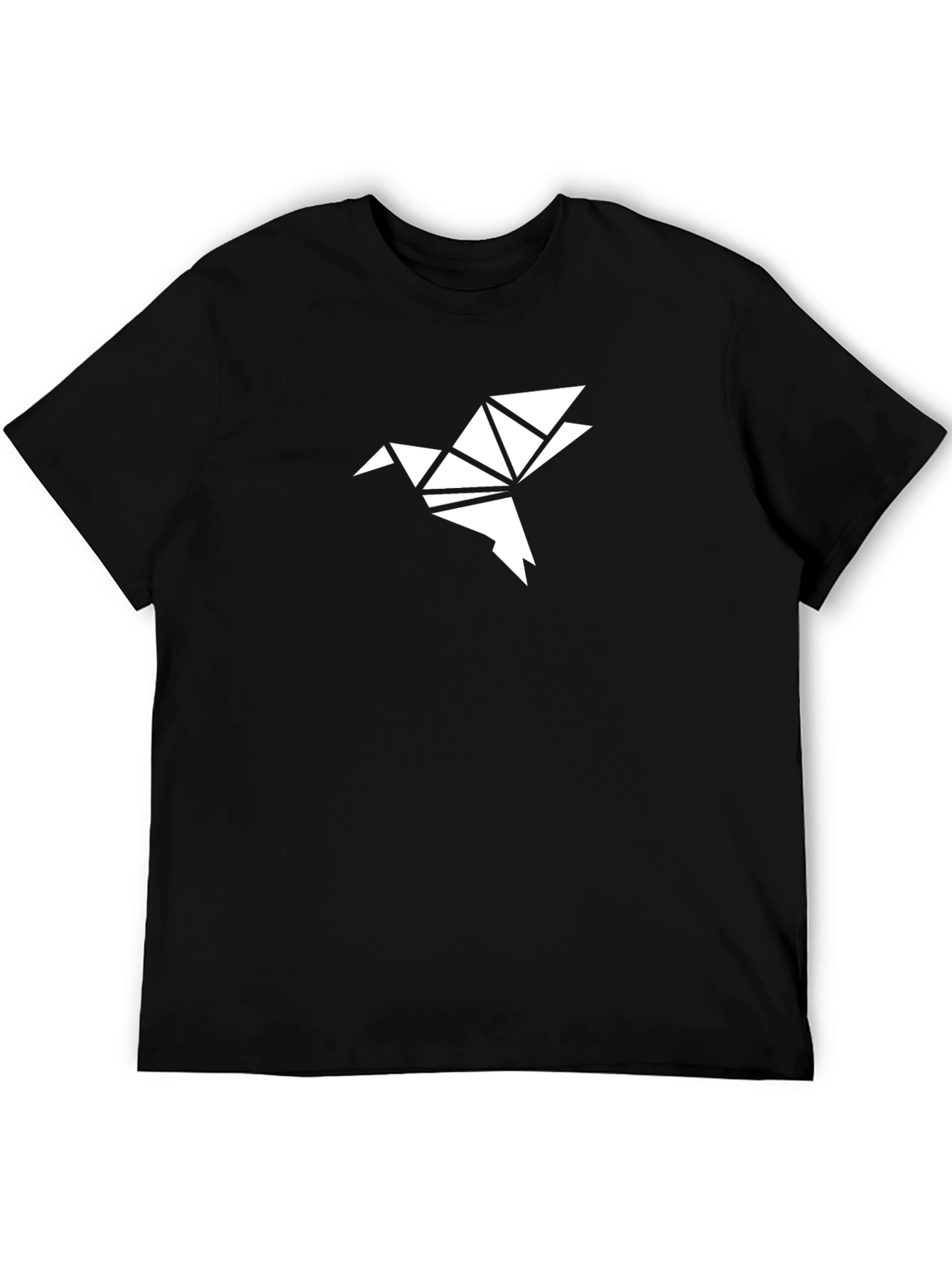 Geometric Origami Bird Tee - Black